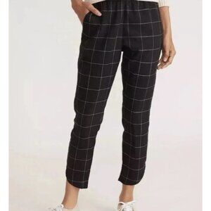 Marine Layer Black Windowpane Check Allison Pants Women Medium Cotton Blend